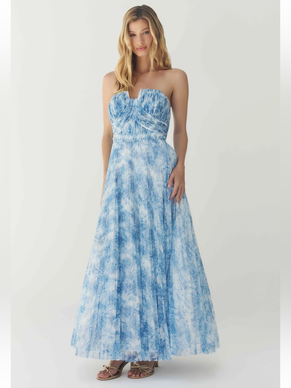 $398 NWT Hutch White & Blue Inked Chinoiserie Tulle Floral Dress Sz 10